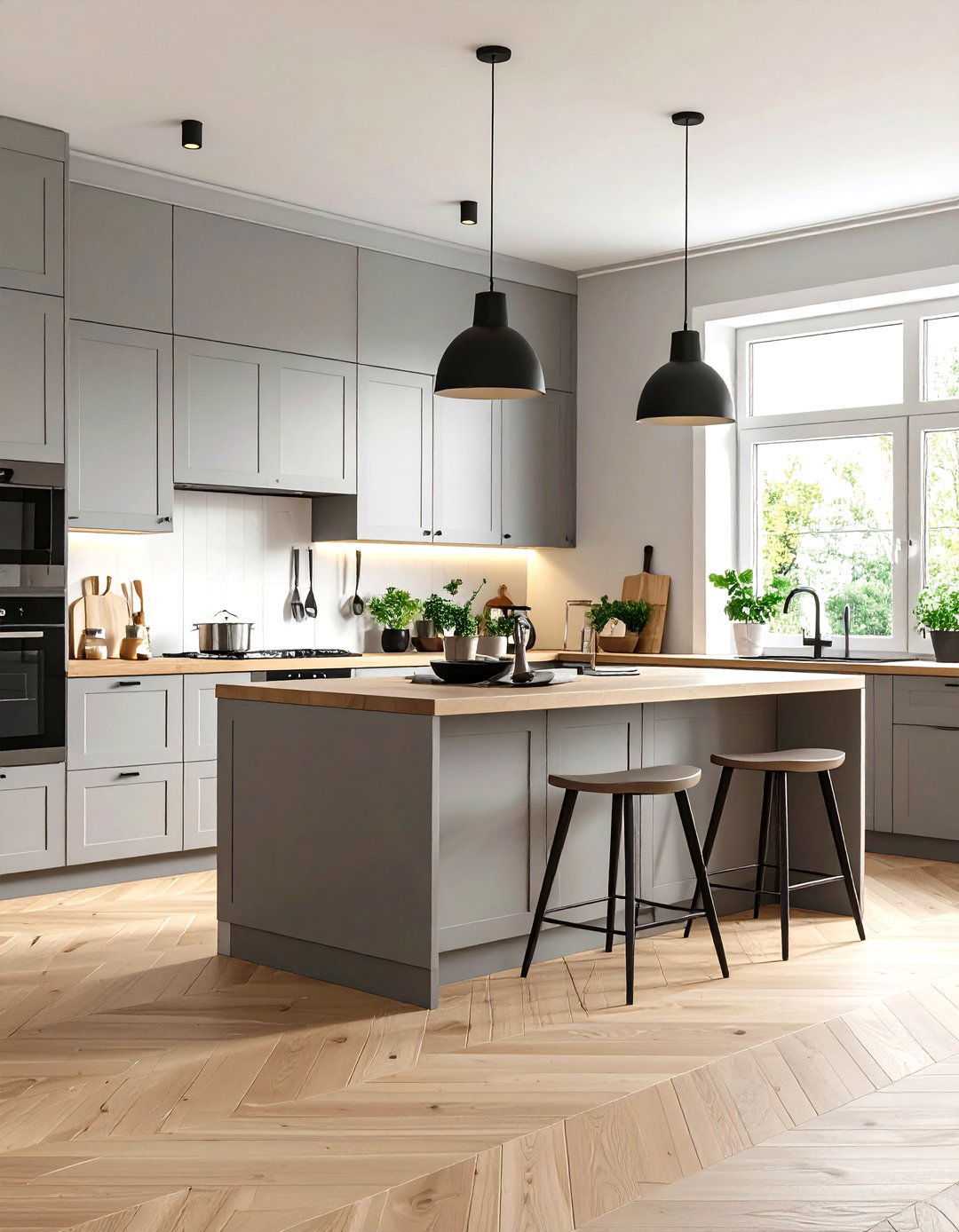 Airy Scandinavian Pale Gray Open Concept Kitchen - 20 Gray Kitchens