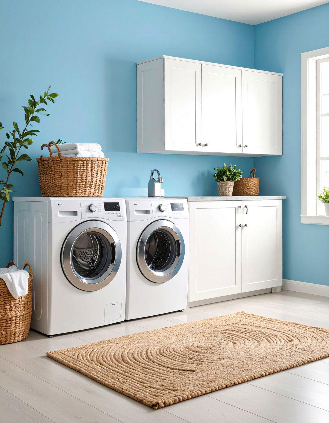 Airy Sky Blue Laundry Refresh - 20 Laundry Room Paint Ideas