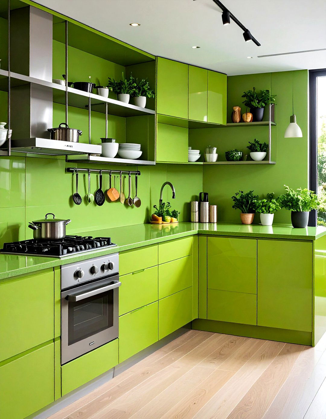 Algae Green Porcelain Slab for Seamless Style - 20 Kitchen With Green Countertops Ideas
