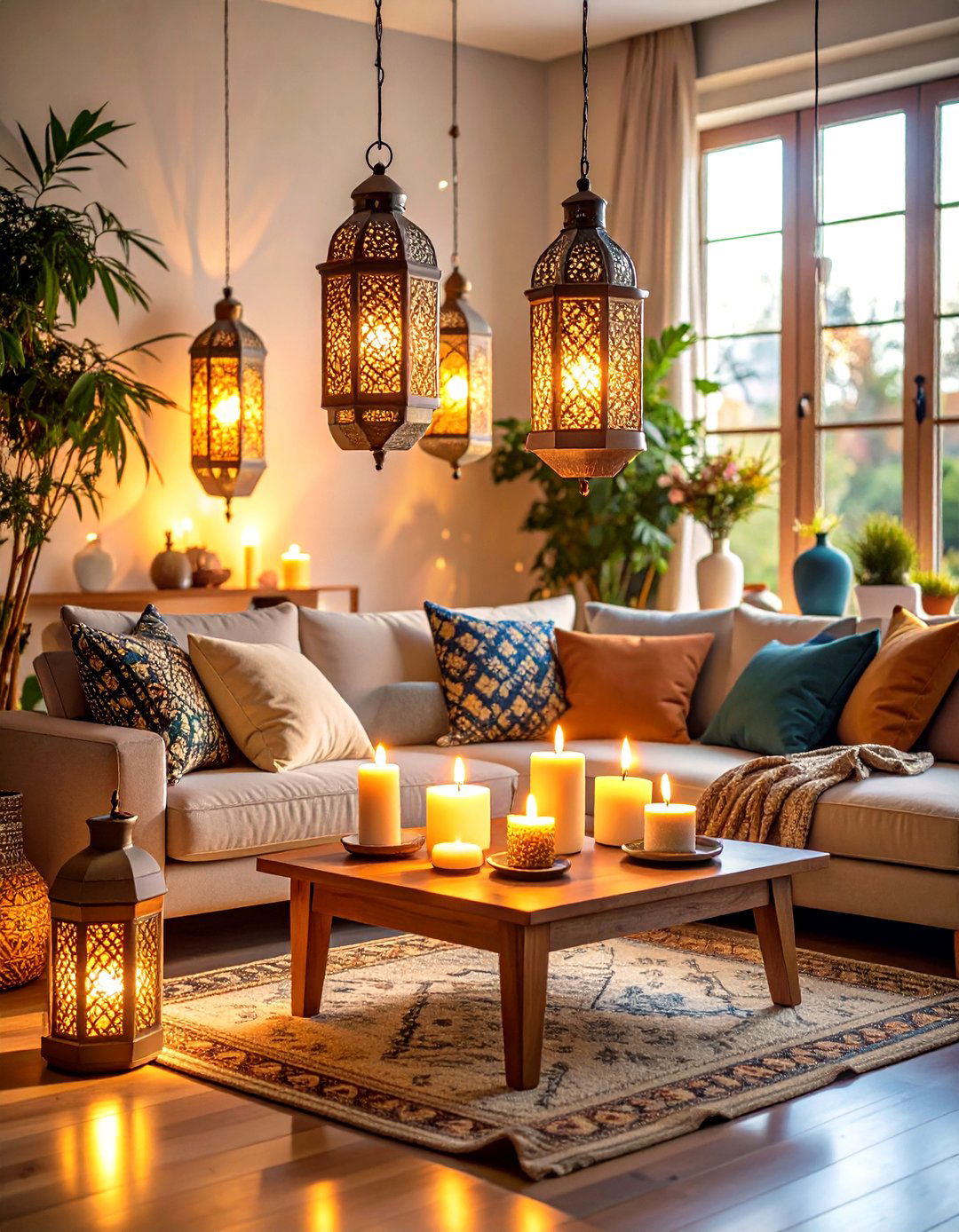 Ambient Bohemian Glow with Moroccan Lanterns - 20 Gypsy Bohemian Living Room Ideas