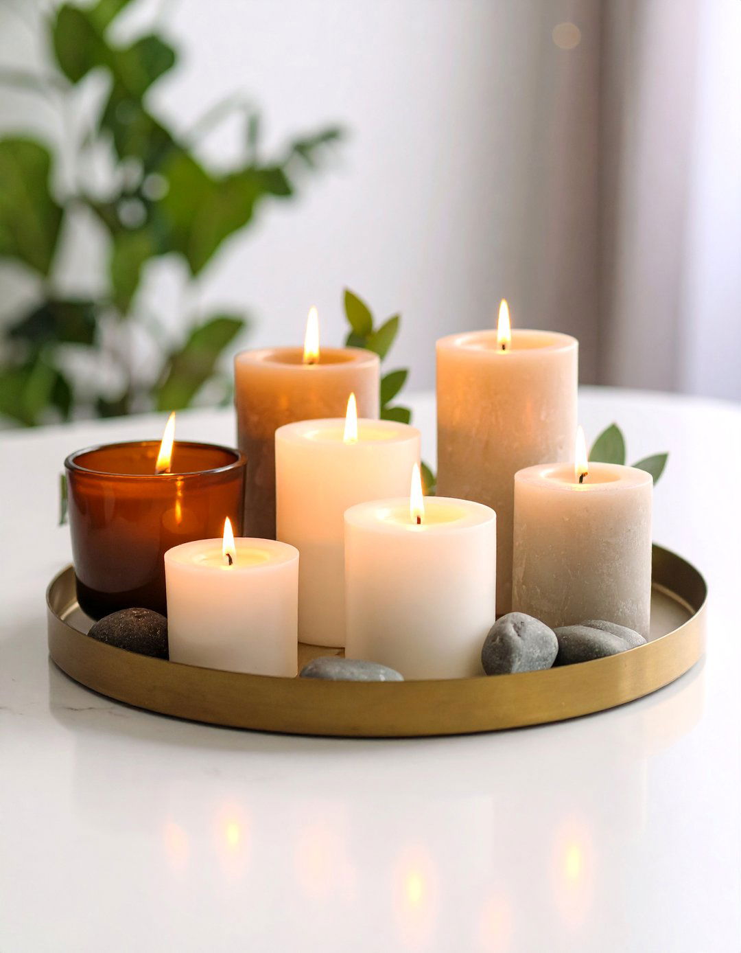 Ambient Candle Cluster Coffee Table Centerpiece - 20 Coffee Table Centerpiece Ideas