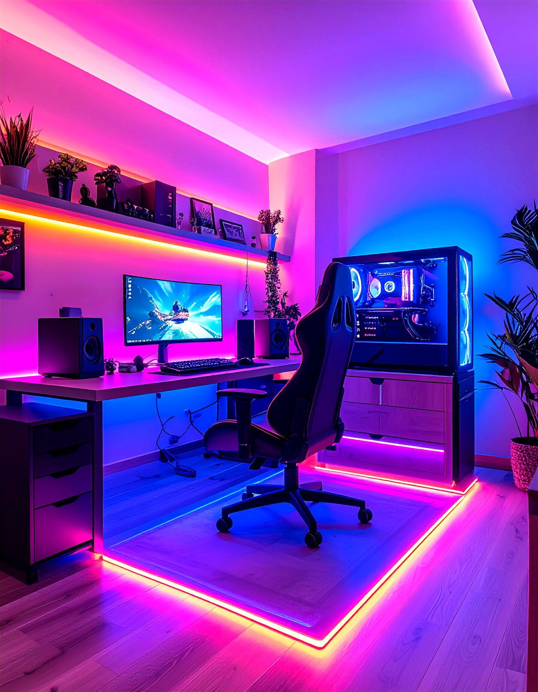 Ambient LED Floor Panels and Light Strips - 20 Video Game Room Ideas