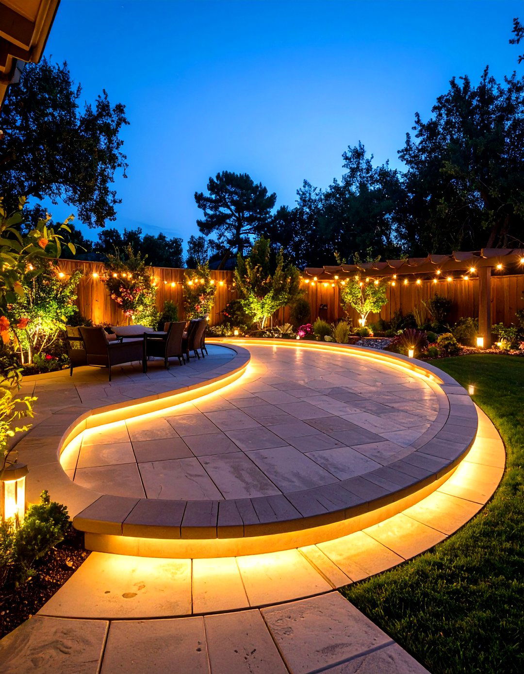 Ambient Lighting Accents - 20 Semi Circle Patio Ideas and Inspiration