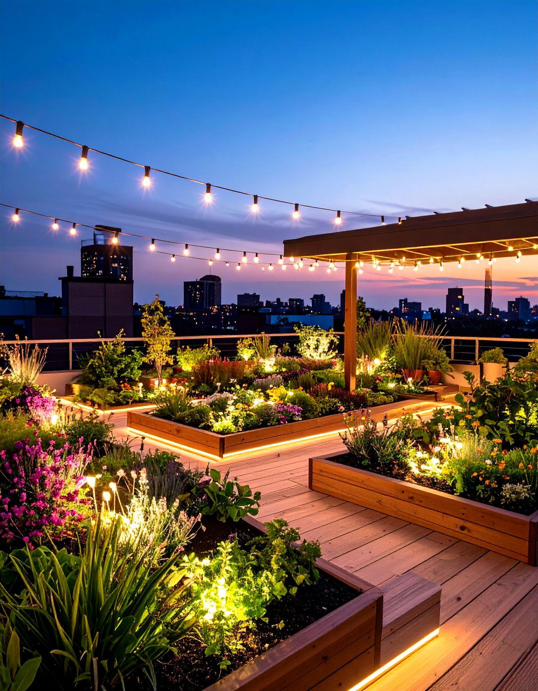 Ambient Lighting Zones to Enhance Rooftop Garden Atmosphere - 20 Rooftop Garden Ideas