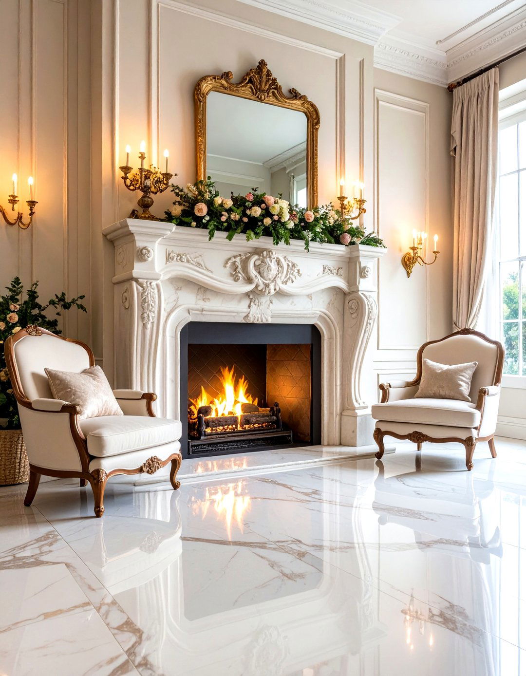 An Ornate Marble Fireplace as Focal Point - 20 French Interior Design Ideas