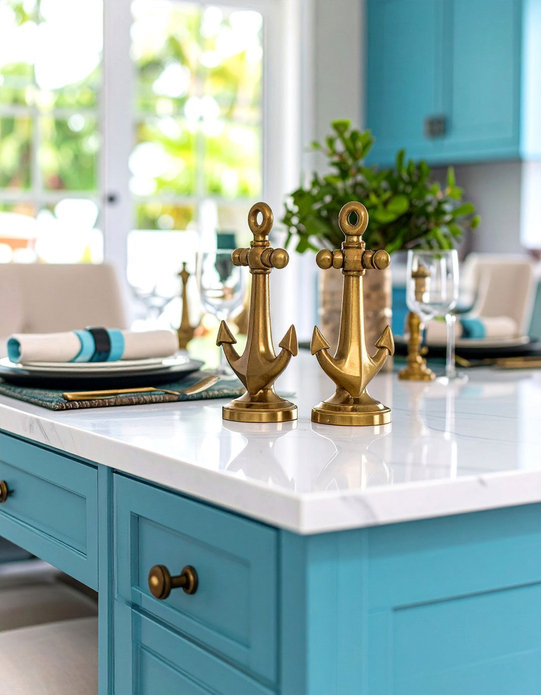 Anchor Motif Coastal Dining Room Hardware - 20 Coastal Dining Room Ideas