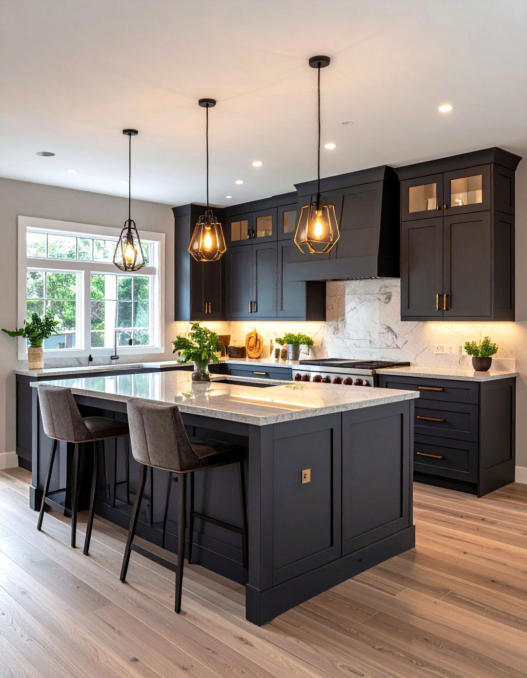 Anchor With Matte Black Bases and Airy Gray Uppers - 20 Gray and Black Kitchen Ideas