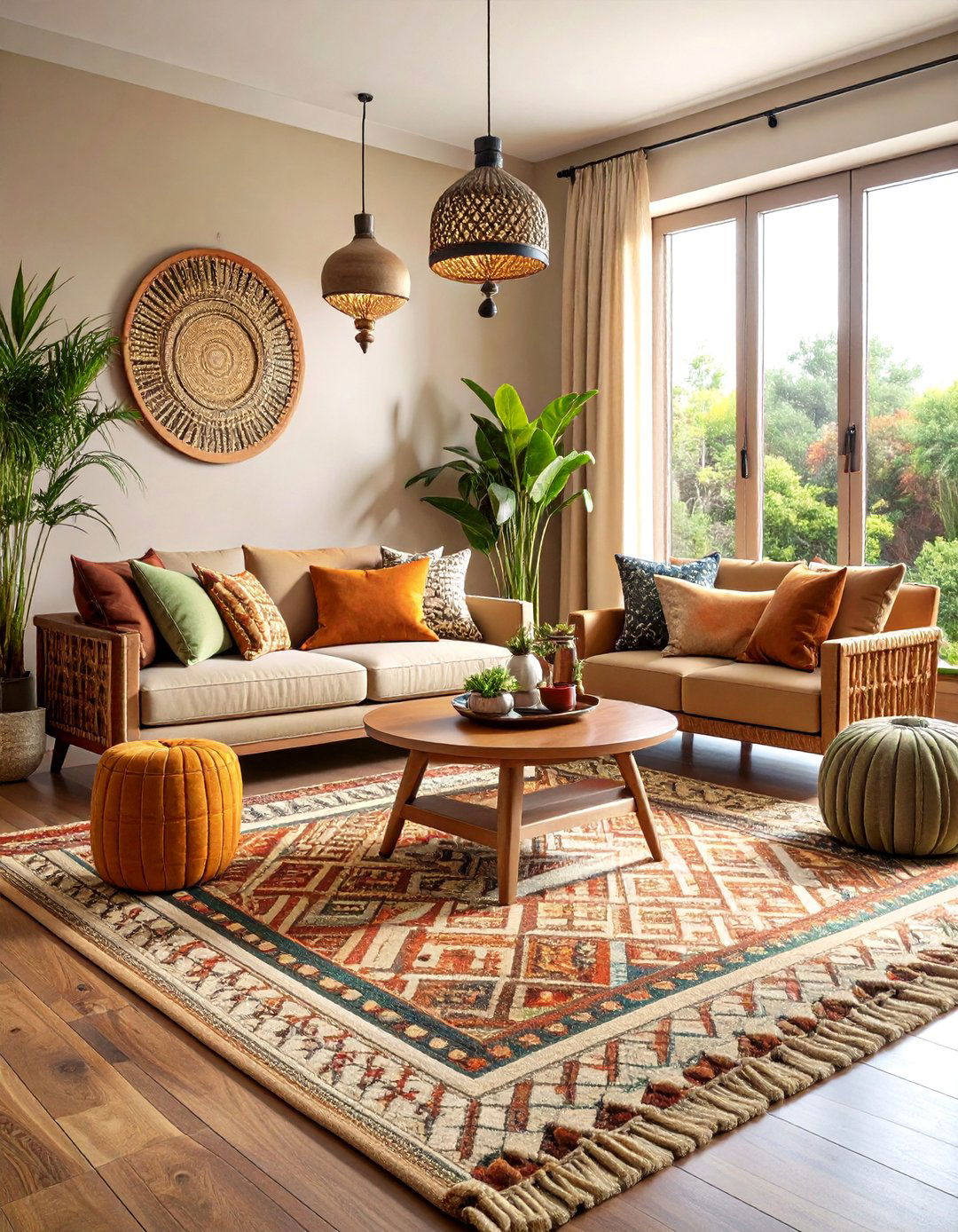 Anchor with a Pattern Rich Rug - 20 Black and Brown Living Room Ideas