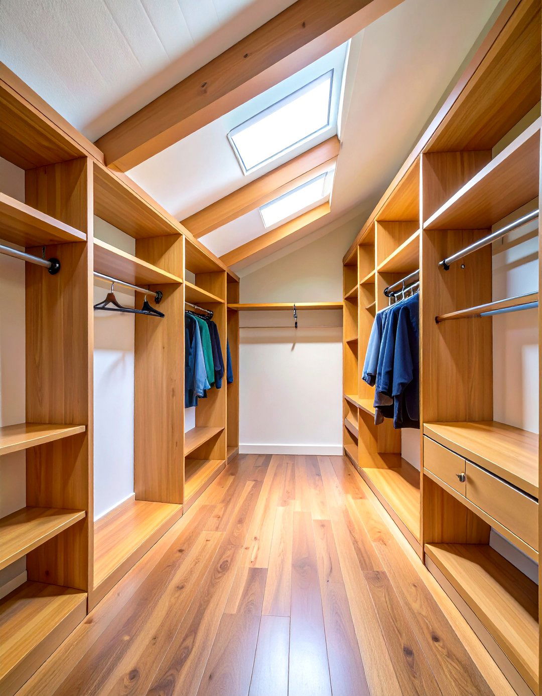 Angled Hanging Rods - 20 Sloped Ceiling Closet Ideas