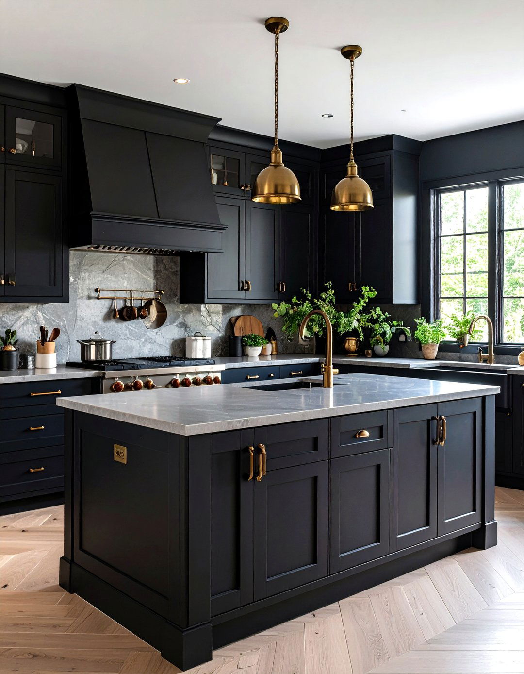 Antique Brass and Pewter Hardware Finish the Story - 20 Gothic Kitchen Ideas