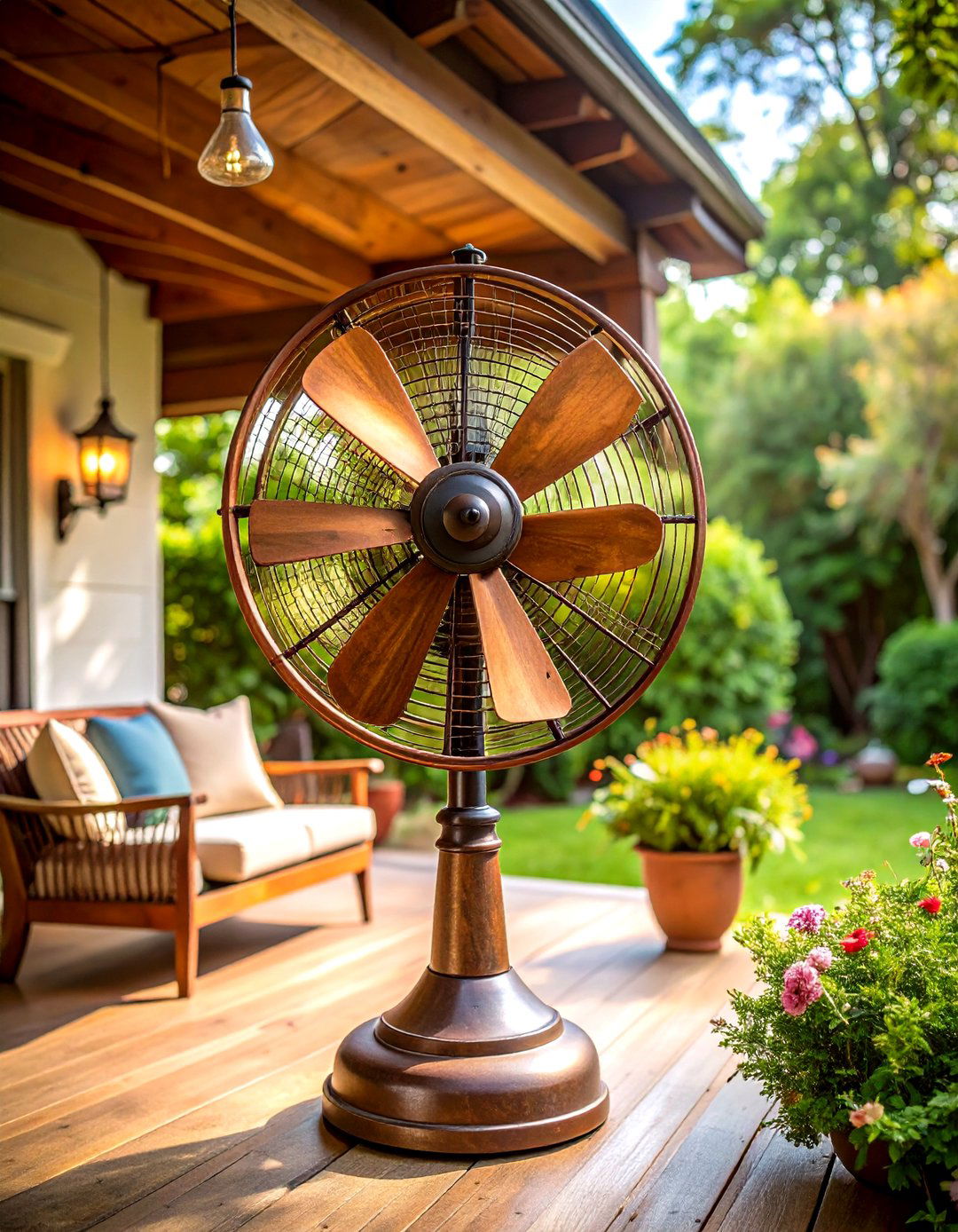 Antique Copper Patio Fan with Vintage Charm - 20 Patio Fan Ideas