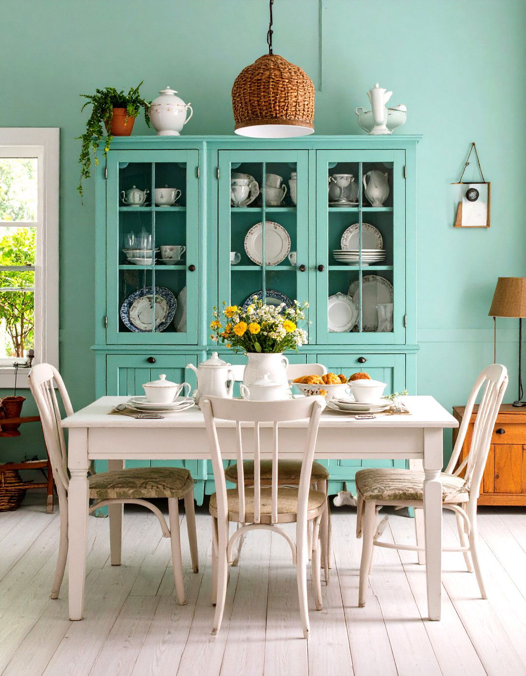 Antique Hutch Displays Everyday Crockery - 20 French Country Dining Room Ideas