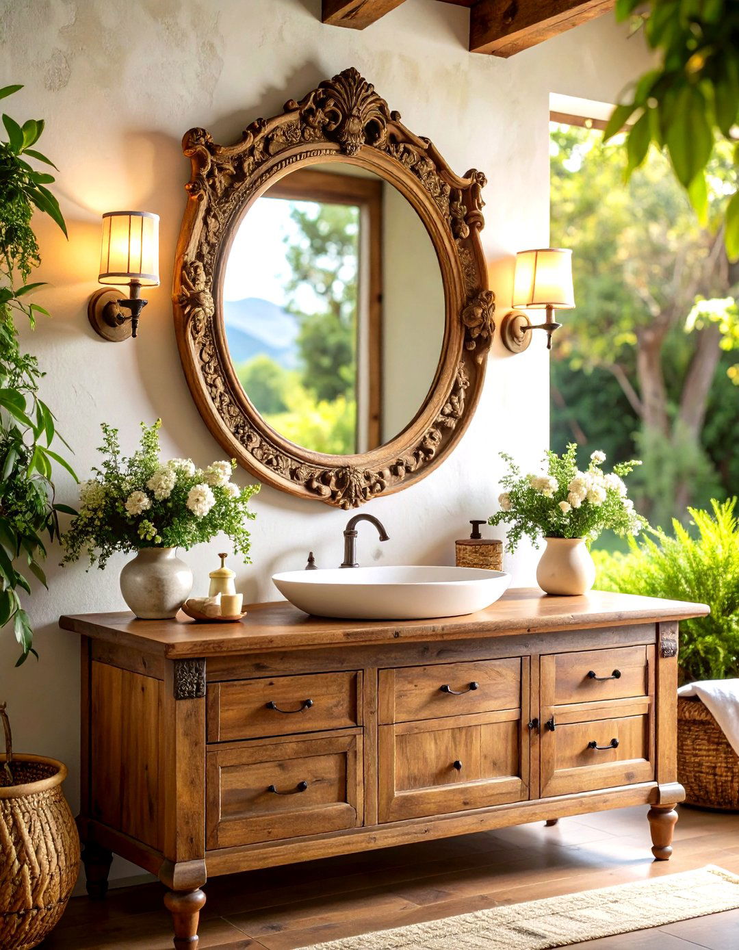 Antique Mirrors and Frames - 20 Tuscan Bathroom Ideas