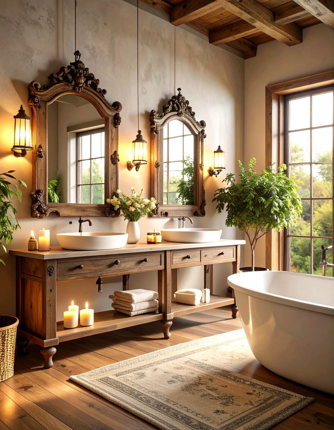 Antique Mirrors for Bathroom Character - 20 Cozy Bathroom Ideas