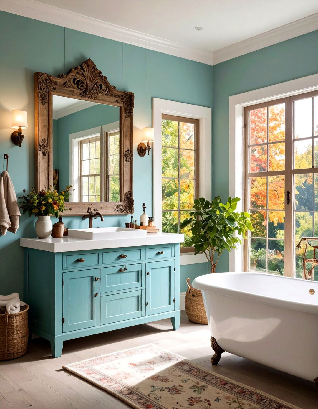 Antique Style Farmhouse Bathroom Mirrors with Ornate Frames - 20 Farmhouse Bathroom Mirrors Ideas