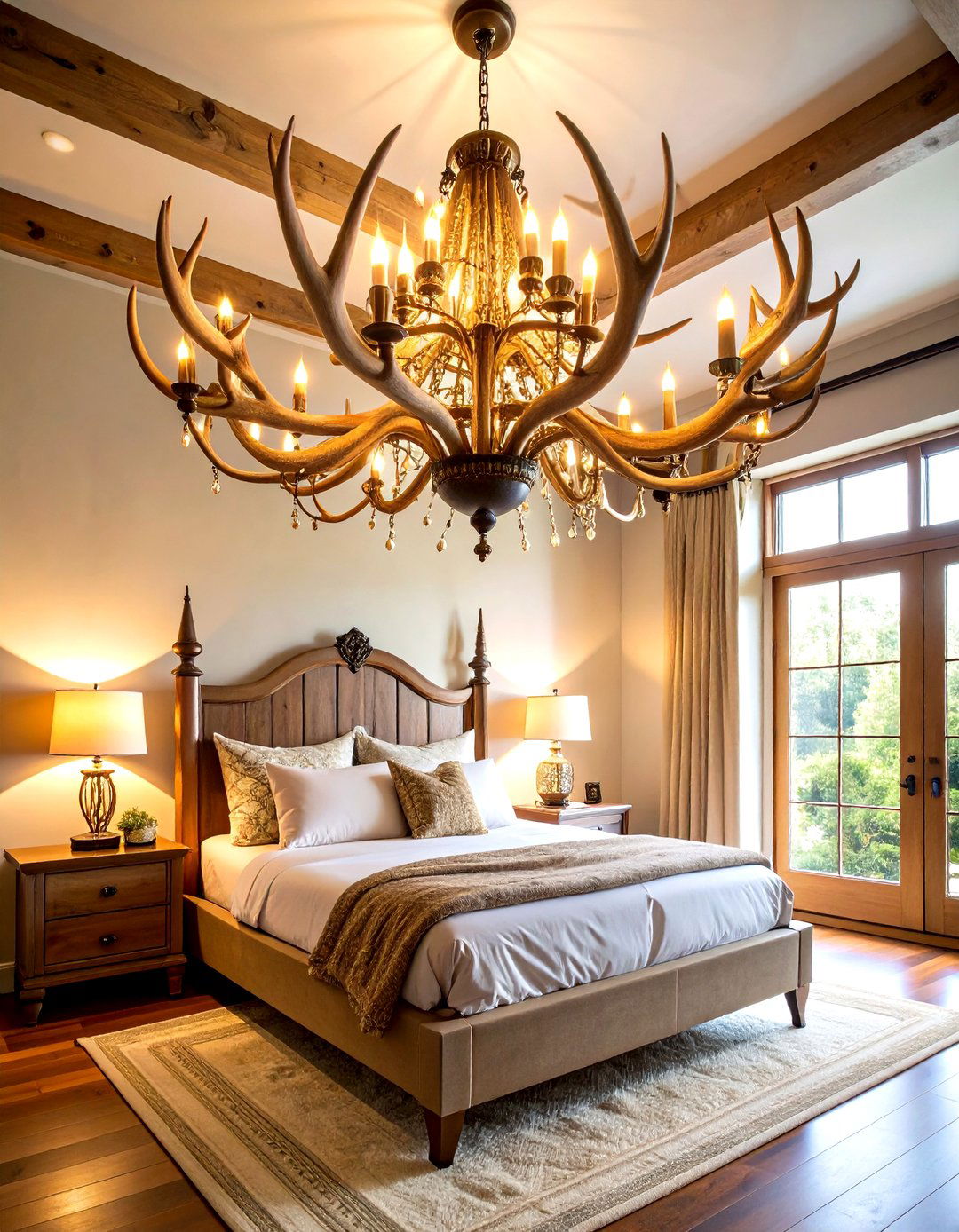 Antler Chandelier Hunting Bedroom Lighting - 20 Hunting Bedroom Ideas
