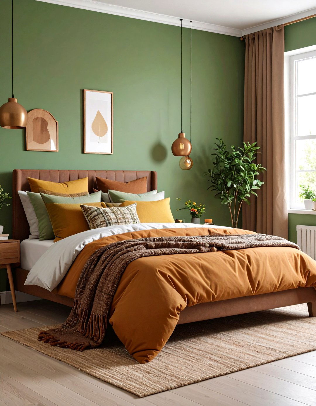Apple Green and Cocoa Brown Bedroom - 20 Green and Brown Bedroom Ideas