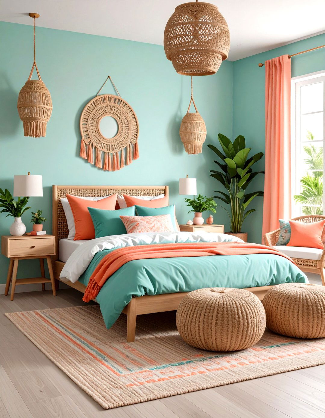 Aquamarine and Coral Blue Bedroom Splash - 20 Girls Blue Bedroom Ideas