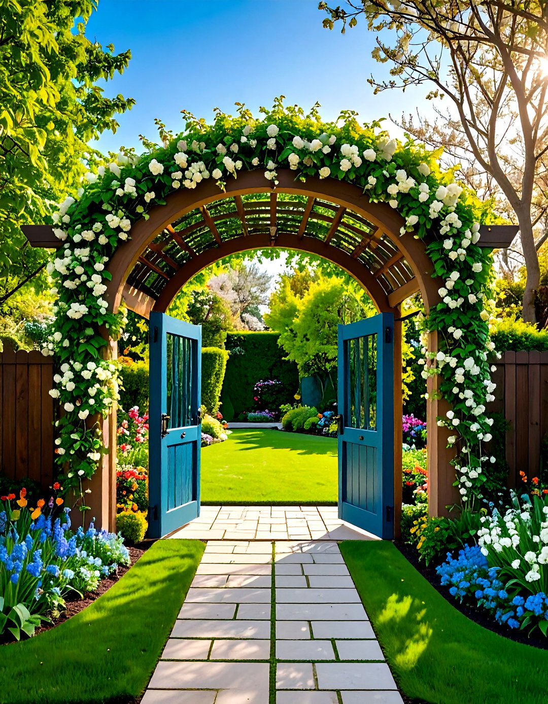 Arbor with Gate Fence - 20 Small Garden Fence Ideas