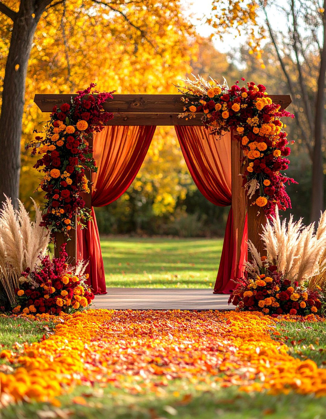 Arch and Backdrop Fall Wedding Decor - 20 Fall Wedding Décor Ideas