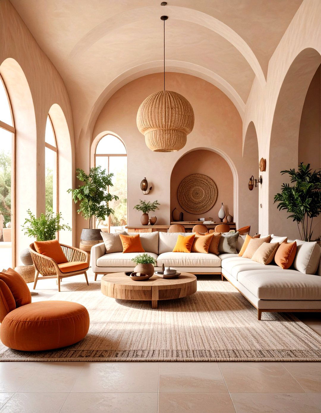Arched Architecture Mediterranean Living Room with Curved Structural Elements - 20 Mediterranean Living Room Ideas