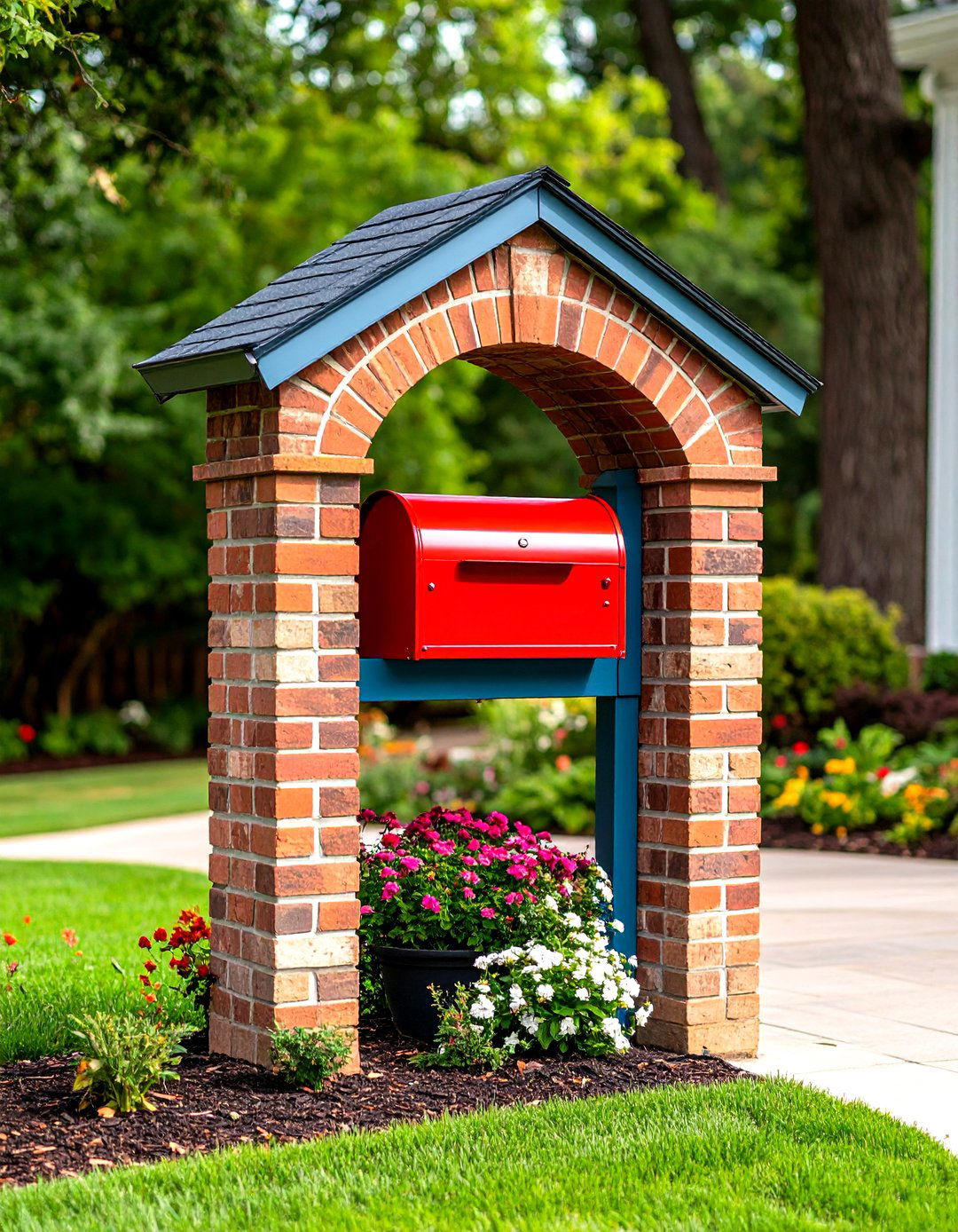 Arched Brick Mailbox Post - 20 Mailbox Post Ideas
