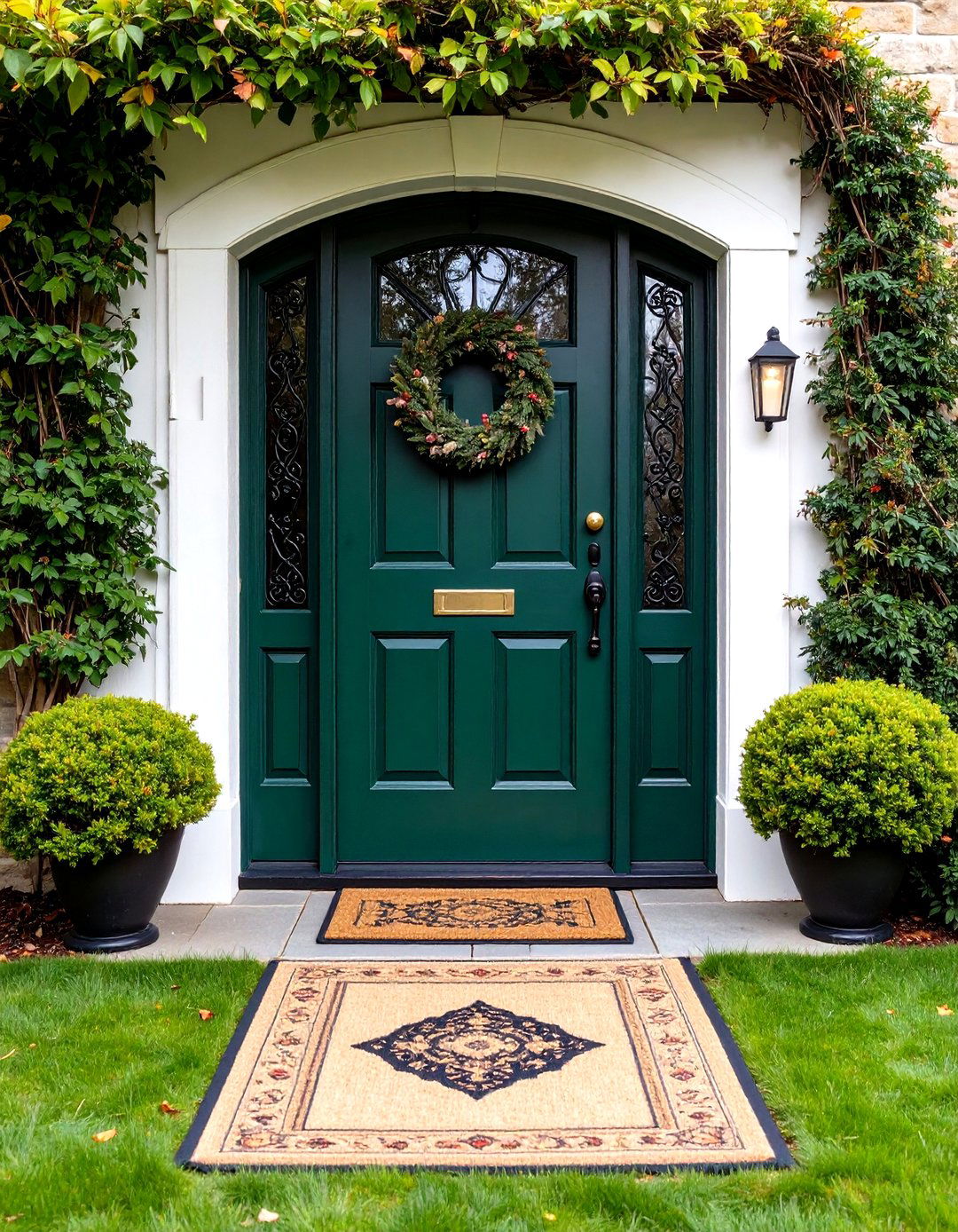 Arched Dark Green Door for Storybook Charm - 20 Dark Green Front Door Ideas