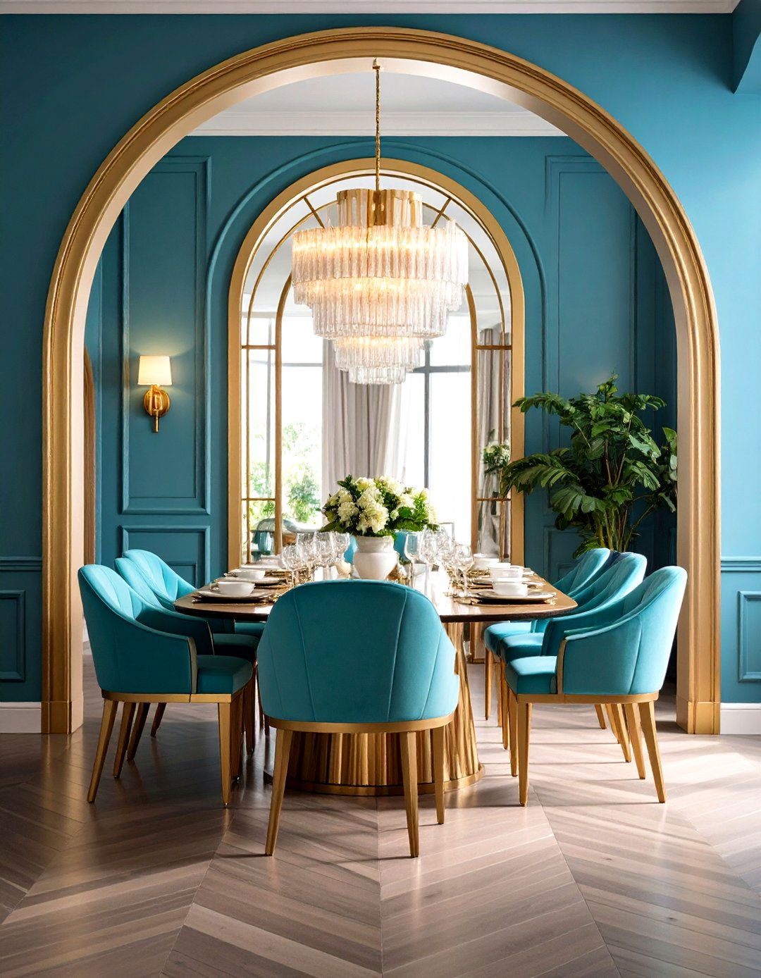 Arched Doorway Frames Add Cinematic Flair - 25 Art Deco Dining Room Ideas