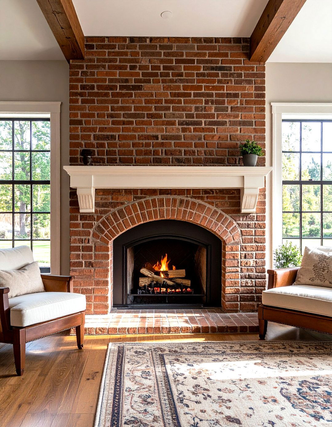 Arched Firebox with Brick Keystone - 20 Craftsman-style Fireplace Ideas