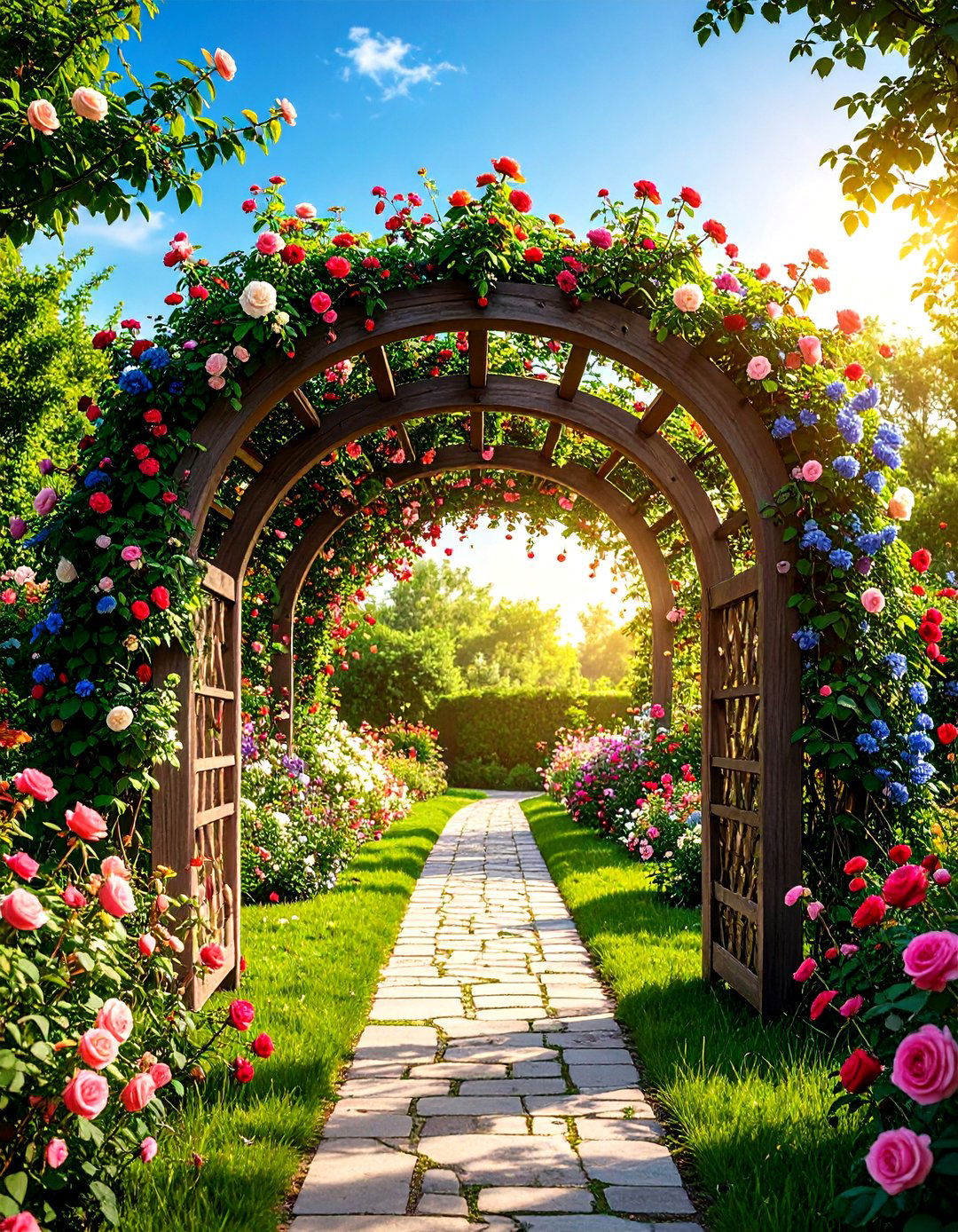 Arched Garden Gateway Trellis Entrance - 20 Trellis Ideas