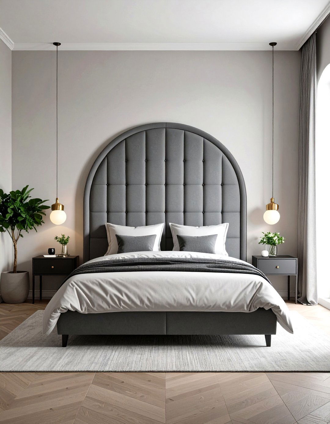 Arched Grey Headboard - 20 Grey Headboard Bedroom Ideas