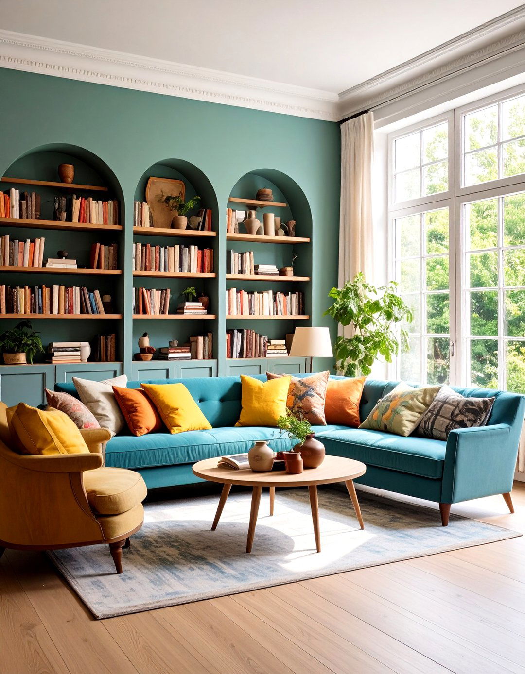 Arched Top Bookcases Around Window - 20 Bookcases Around Window Design Ideas