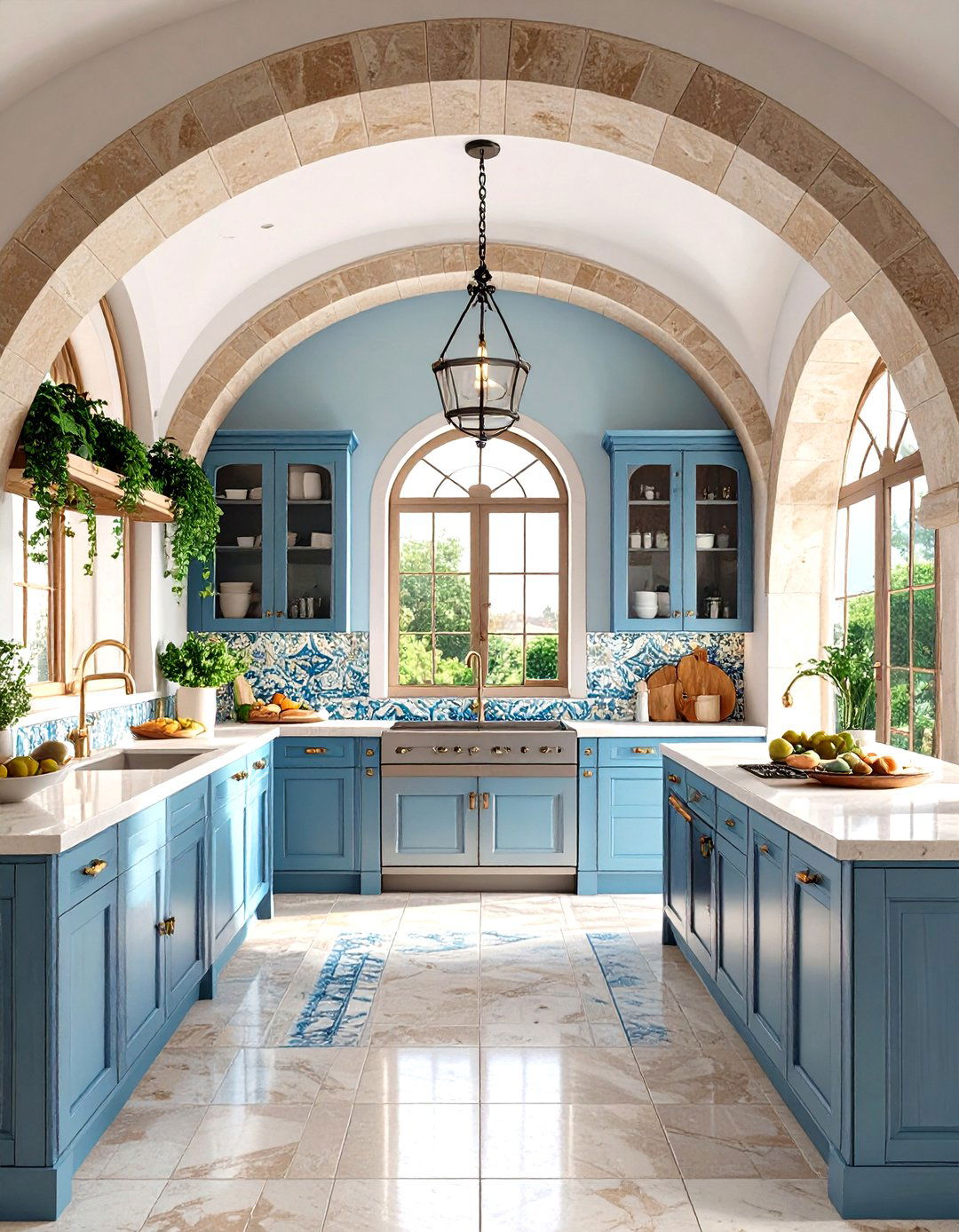 Arched Villa Mediterranean Kitchen with Architectural Details - 20 Mediterranean Kitchen Ideas