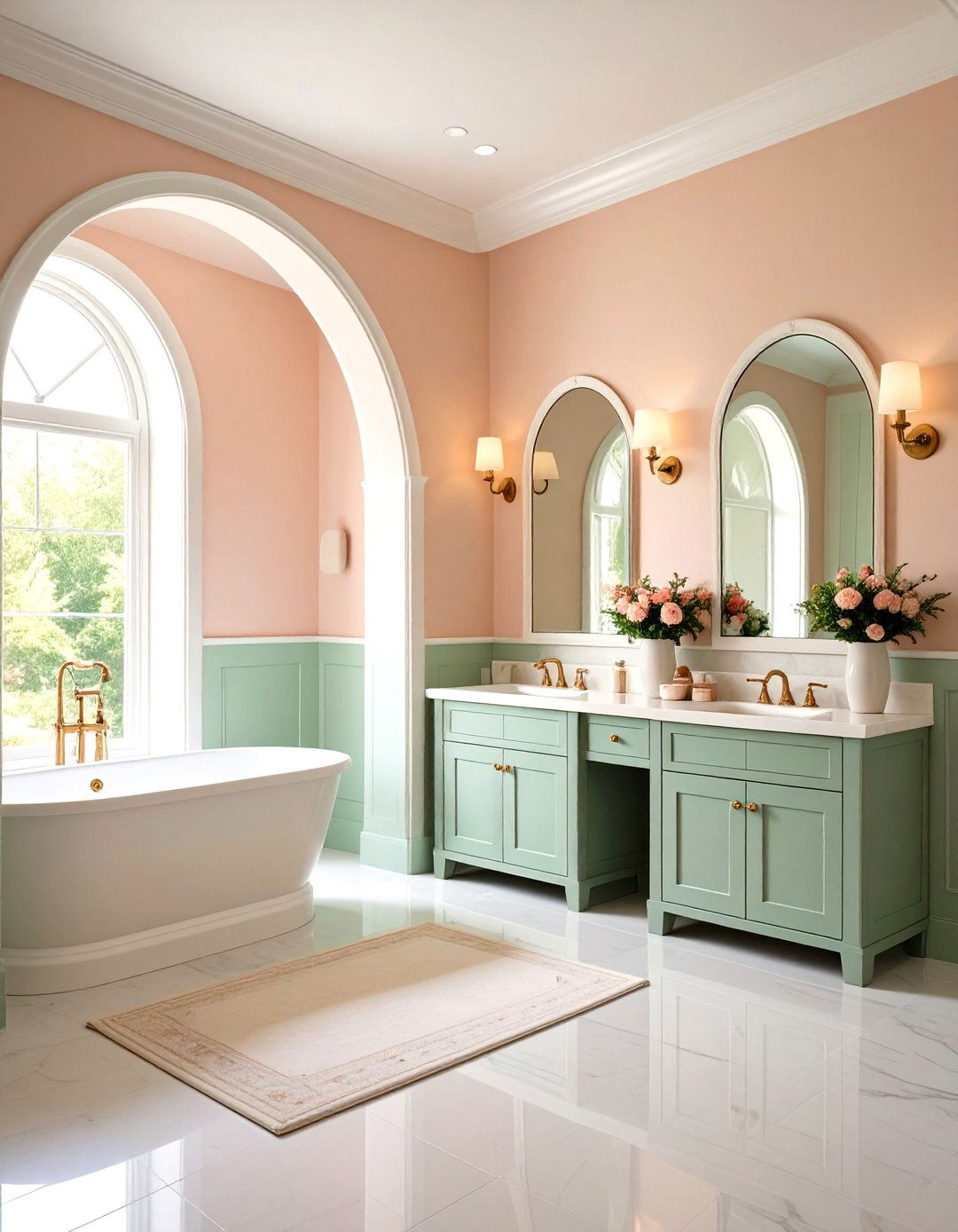 Arched Wainscoting for Architectural Interest - 20 Powder Room Wainscoting Ideas
