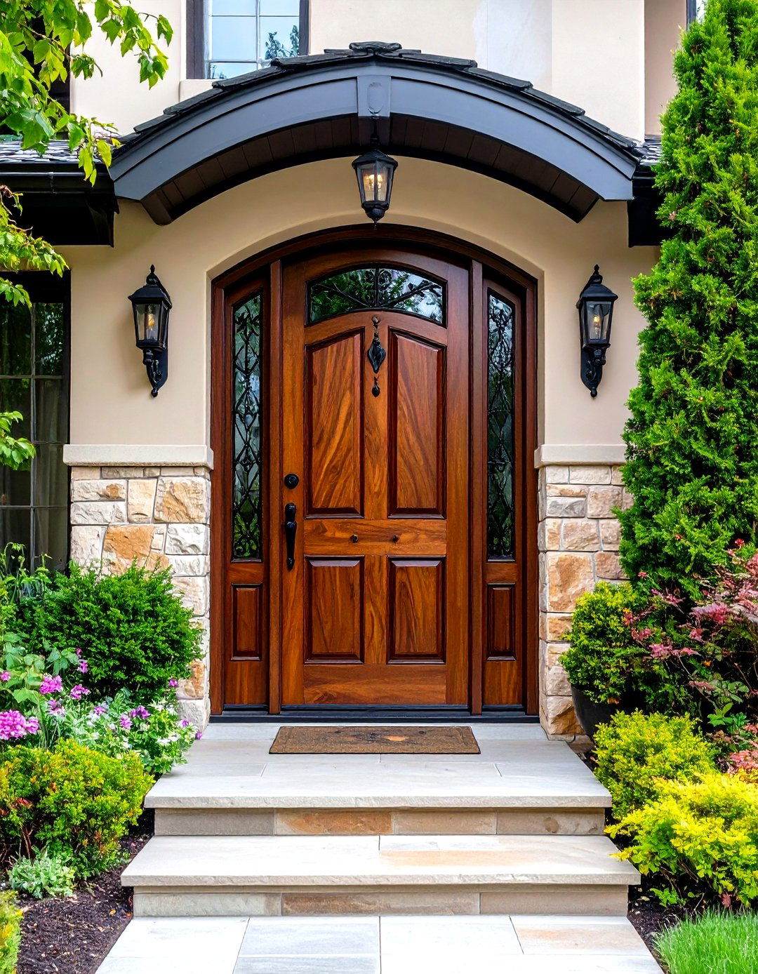Arched - 20 Stained Front Door Ideas