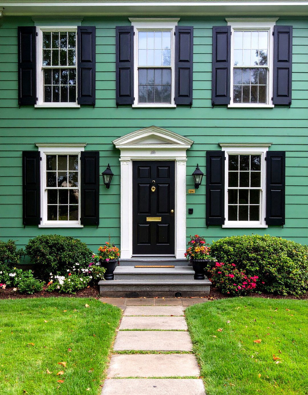 Architectural Styles From Colonial to Contemporary - 20 Sage Green House With Black Door