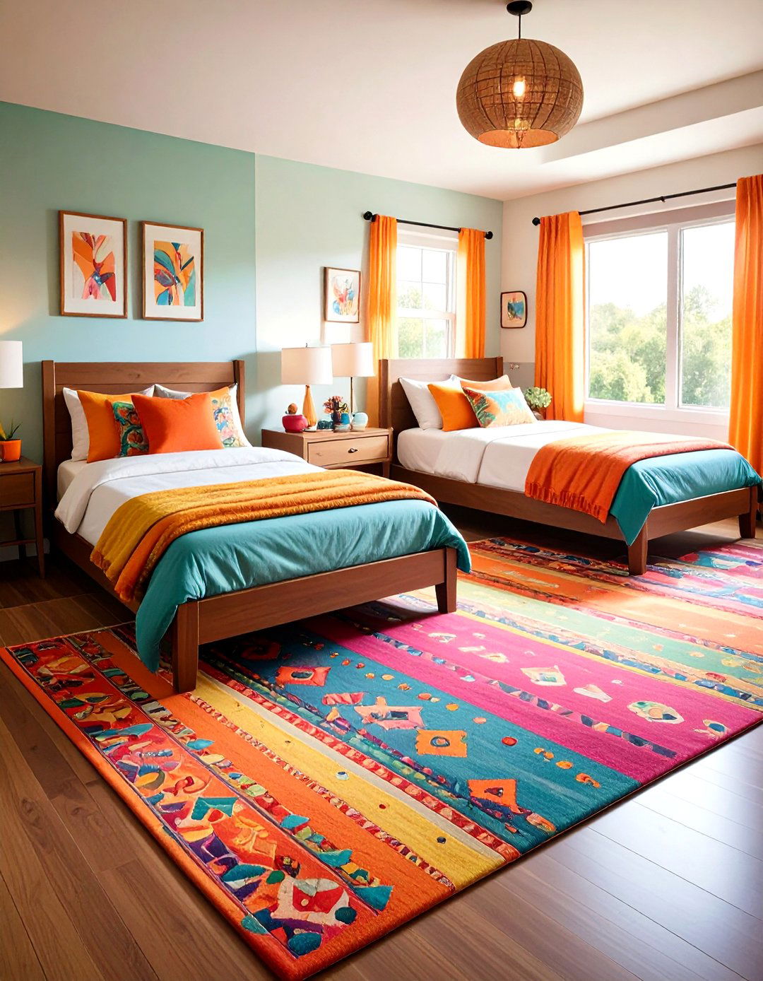 Area Rugs to Define Zones - 20 Shared Bedroom Ideas for Small Rooms