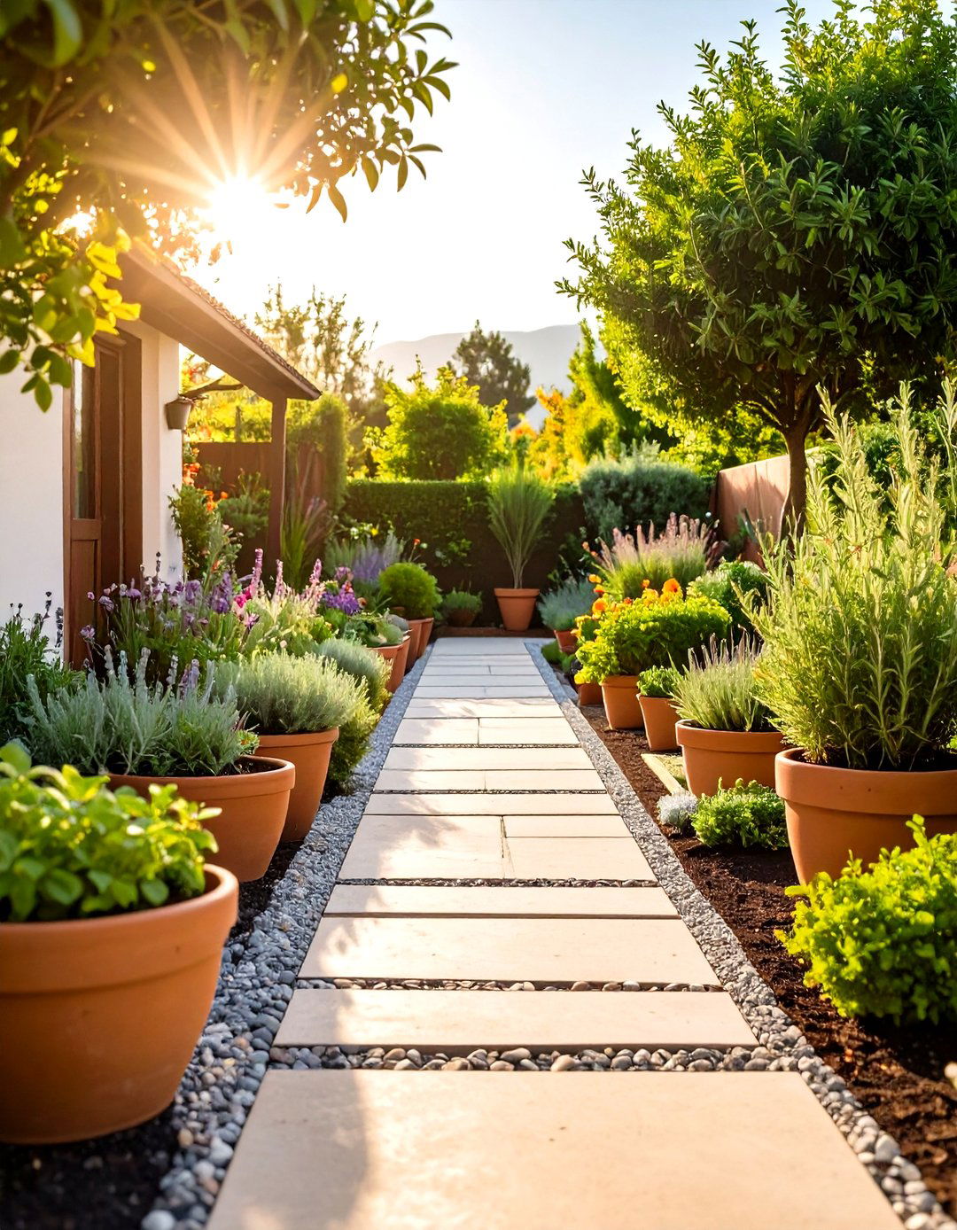 Aromatic Herb Lined Kitchen Garden Path - 20 walkway ideas