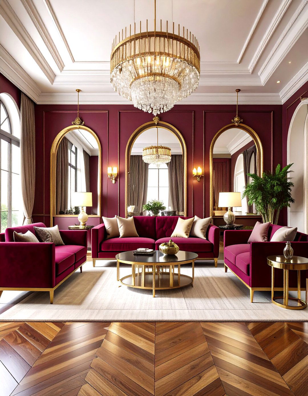 Art Deco Burgundy Revival - 20 Burgundy Living Room Ideas