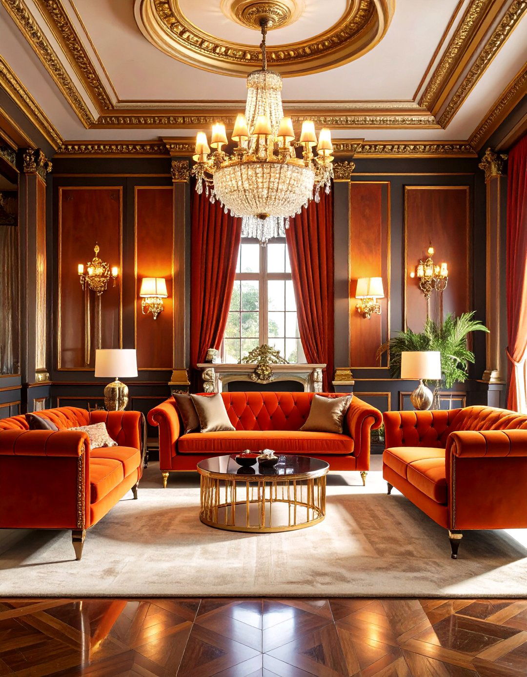 Art Deco Burnt Orange Glamour - 20 Burnt Orange Living Room Ideas
