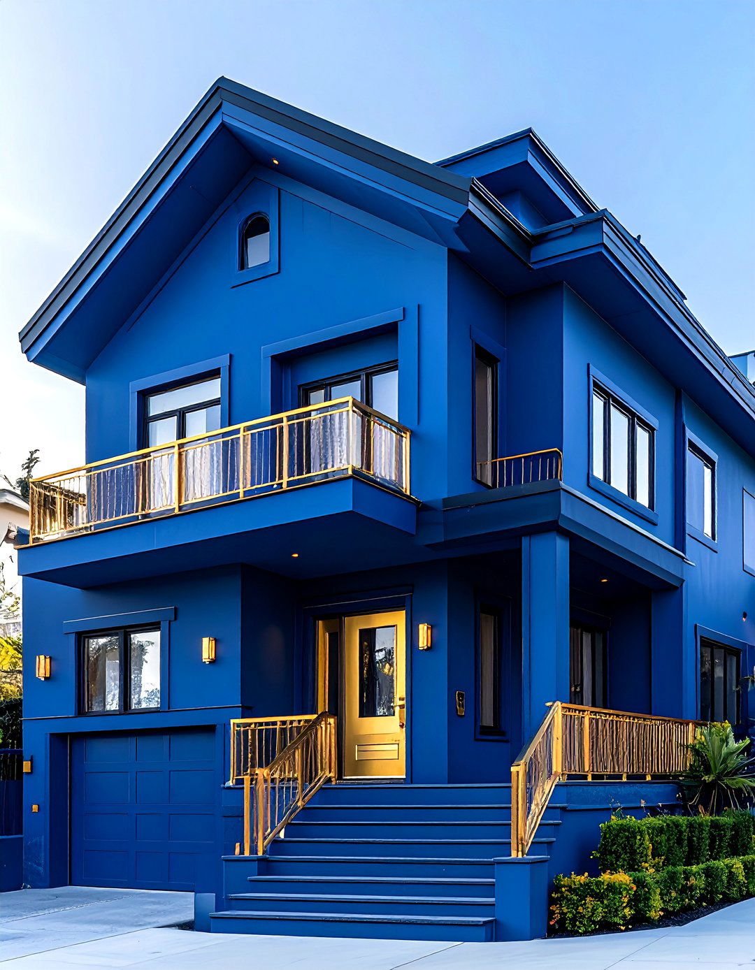 Art Deco Geometry Meets Modern Pigment - 20 Dark Blue House With Black Trim