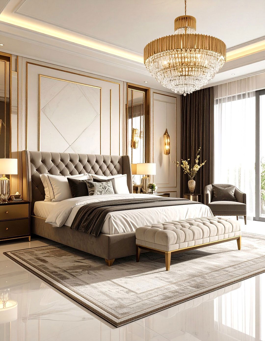 Art Deco Glamour Large Bedroom Design - 20 Large Bedroom Design Ideas