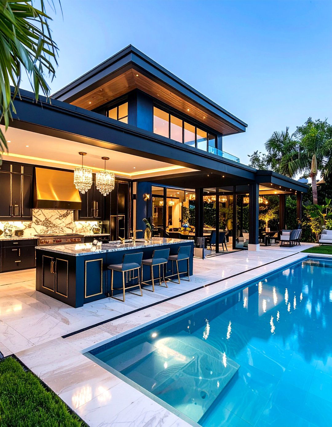 Art Deco Glamour Pool House With Outdoor Kitchen - 20 Pool House With Outdoor Kitchen Ideas