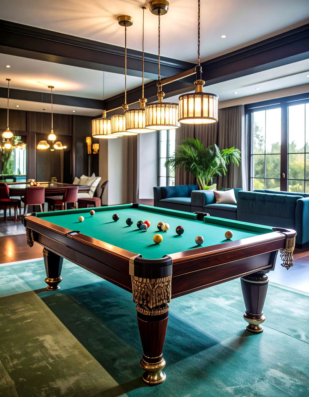 Art Deco Glamour Pool Table Room - 20 Pool Table Room Ideas