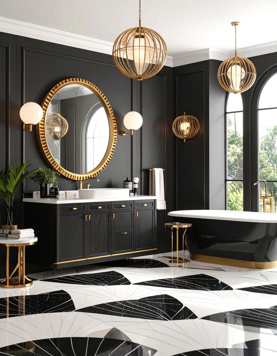 Art Deco Gold Bathroom Flair - 20 Gold Bathroom Ideas