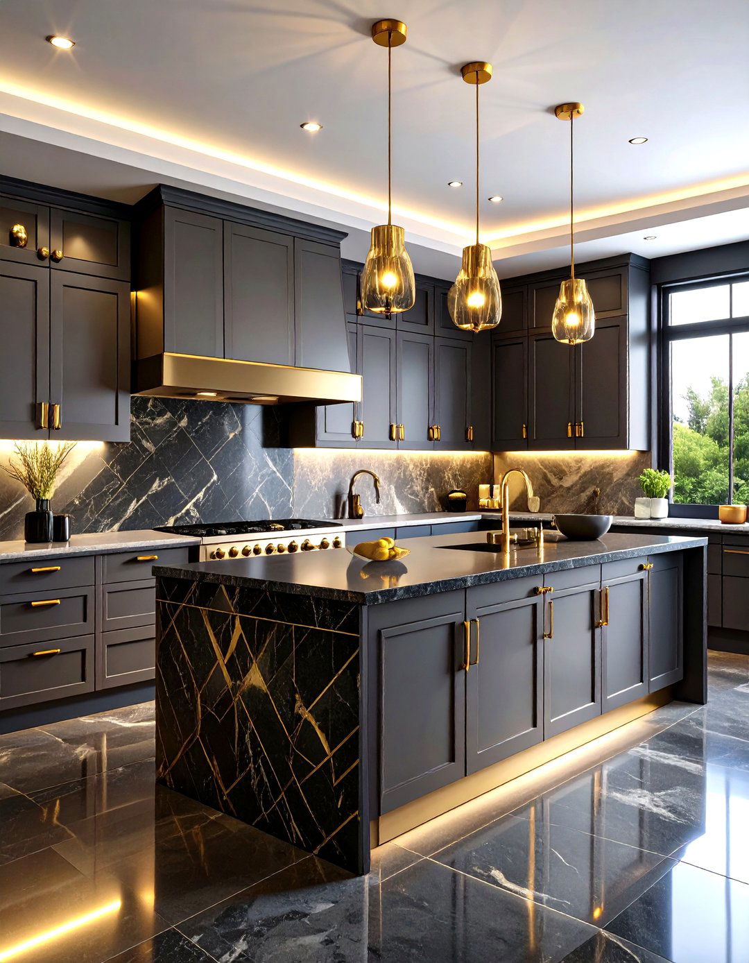 Art Deco Gray Cabinets and Black Countertops Glamour Kitchen - 20 Kitchen With Gray Cabinets And Black Countertops Ideas