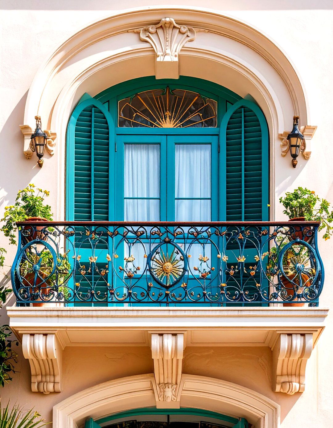 Art Deco Inspired Juliet Balcony with Geometric Patterns - 20 Juliet Balcony Ideas
