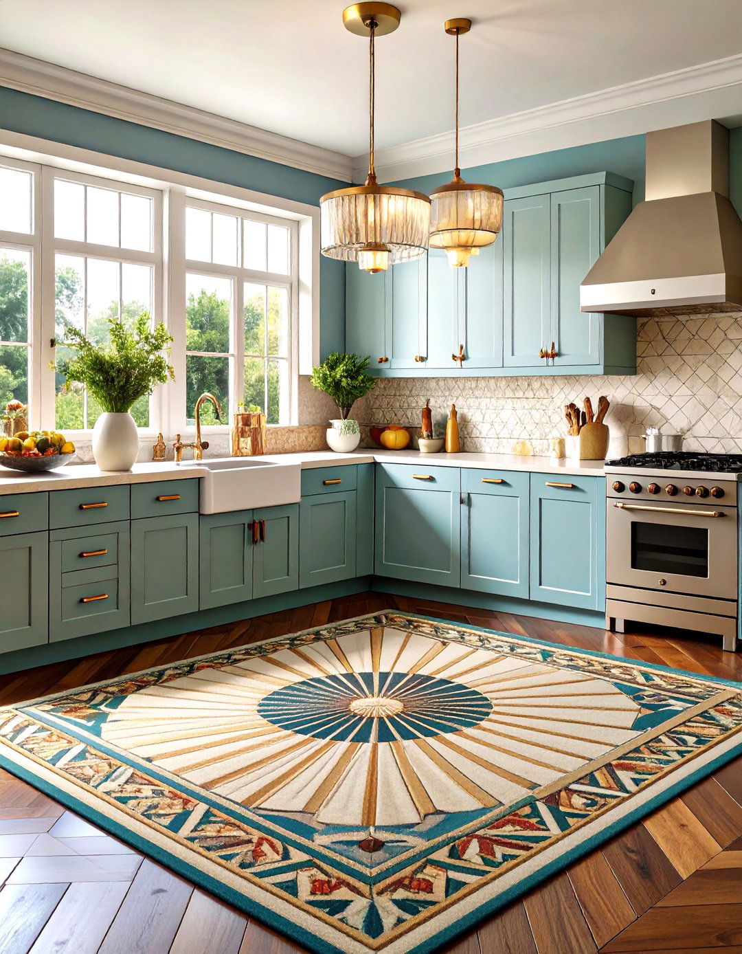 Art Deco Kitchen Rug with Glamorous Patterns - 20 Kitchen Rug Ideas