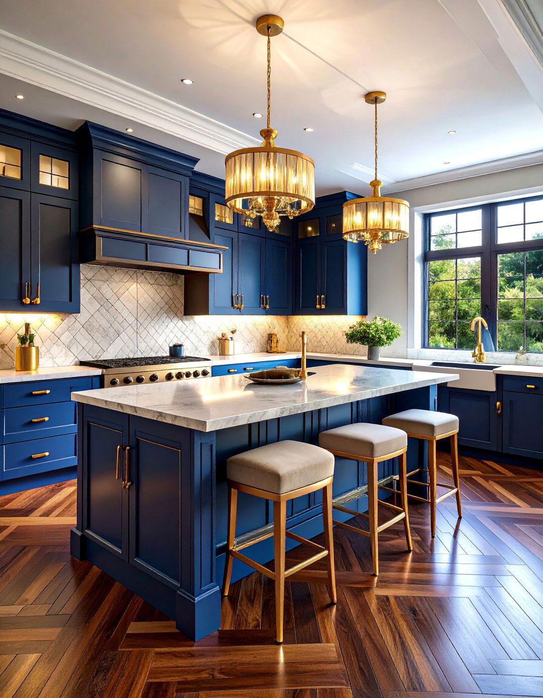 Art Deco Kitchen With Dark Wood Floors and Geometric Patterns - 20 Kitchen With Dark Wood Floors