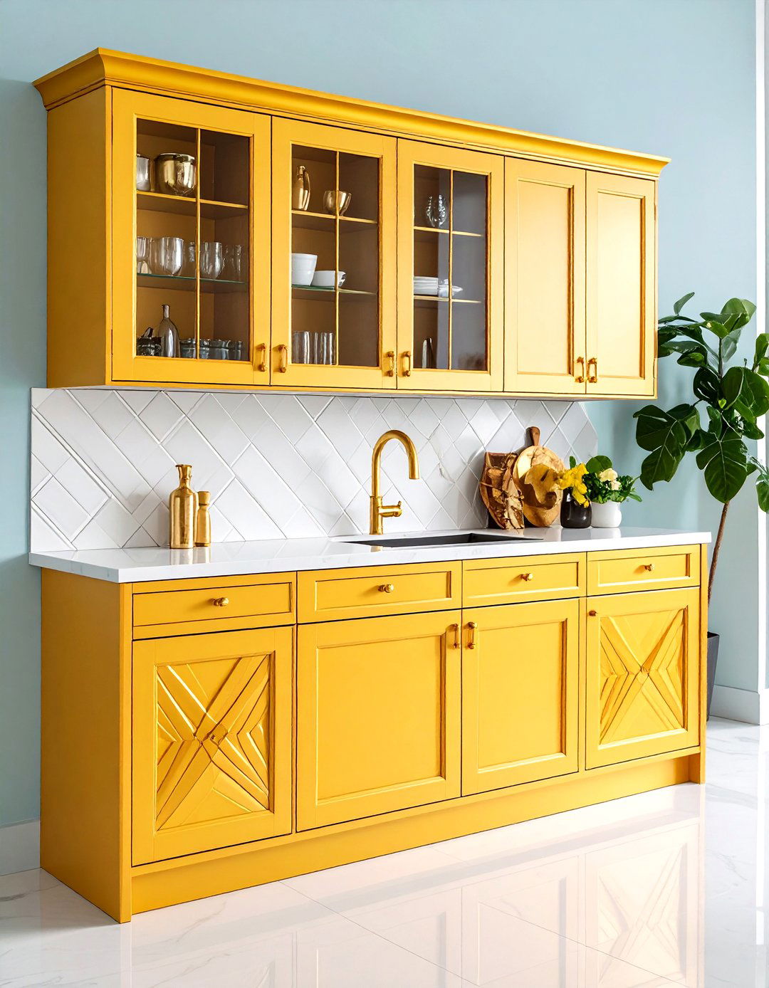 Art Deco Larder Cupboard with Geometric Patterns - 20 Larder Cupboard and Pantry Ideas for Your Kitchen